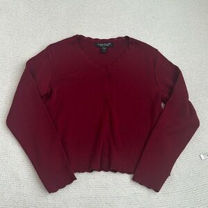 Willi Smith Made in Italy 100% Merino Wool V Neck Sweater Burgundy Size Large